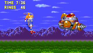 tails flying and supporting sonic